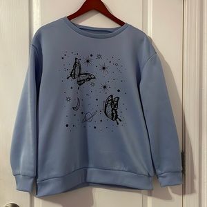 shein baby blue sweatshirt